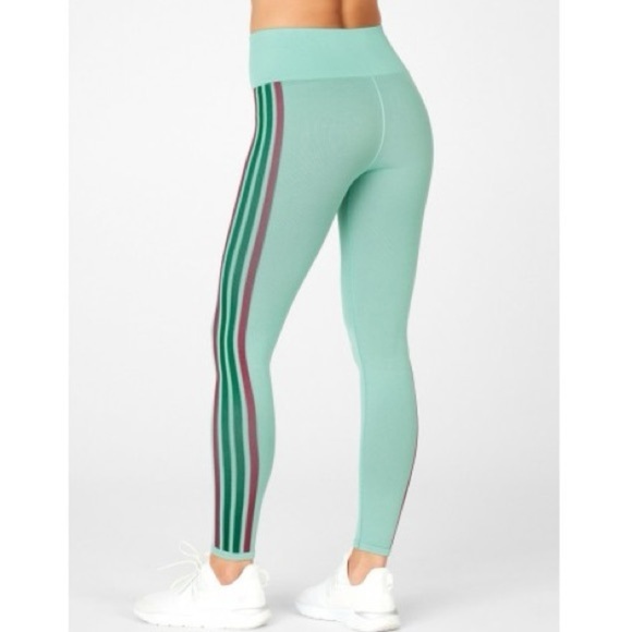 Fabletics High-Waisted Seamless Stripe Legging  Lunar Blue Stripe medium new - Picture 8 of 9